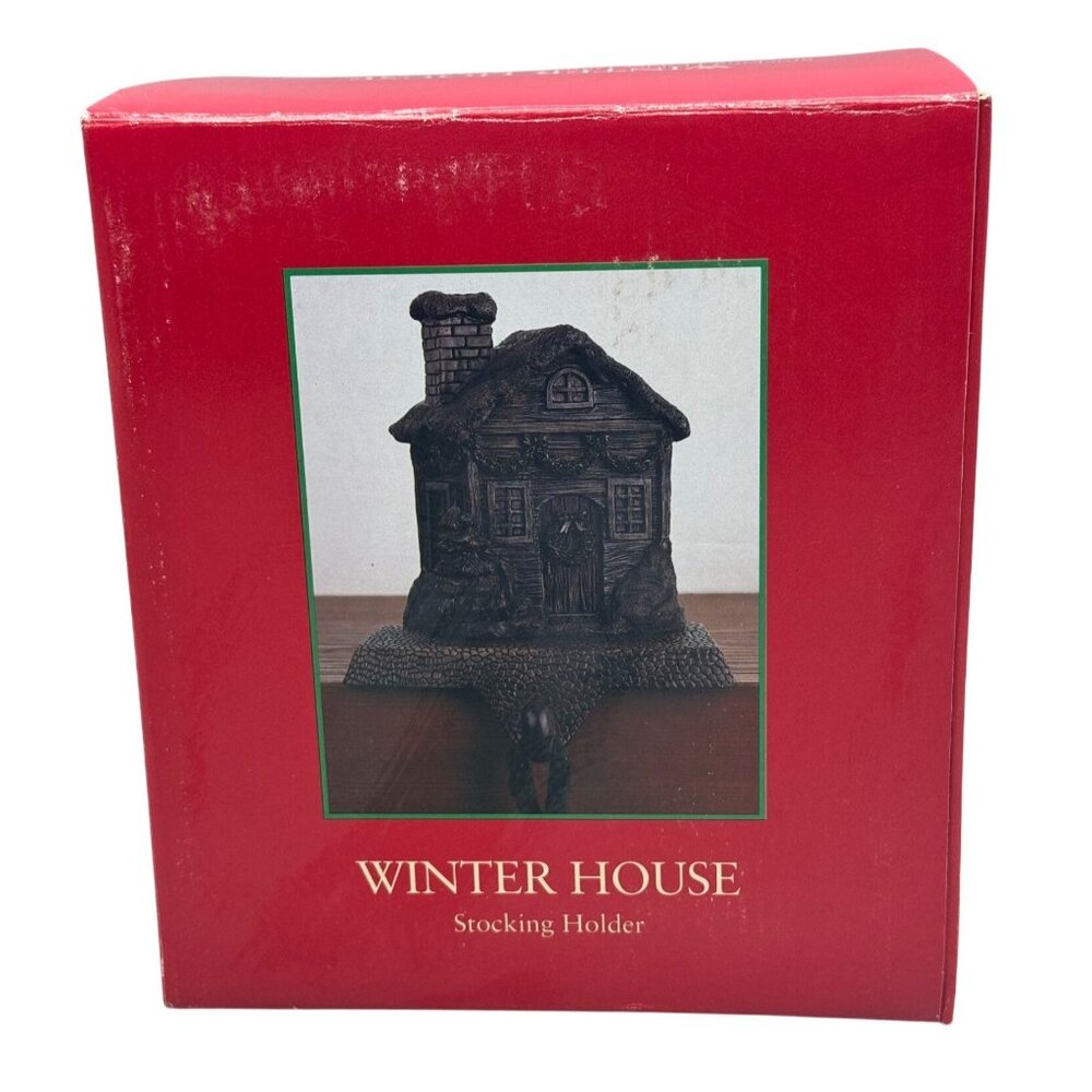 hold everything Winter House Christmas Stocking Holder Antiqued Polyresin READ